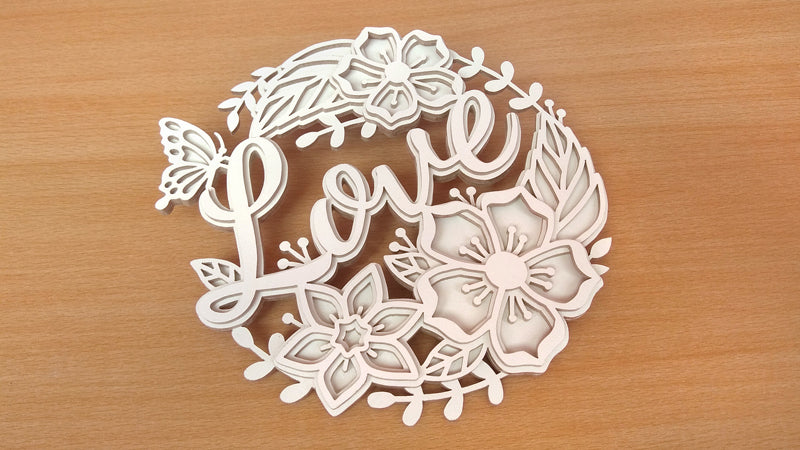 C130-Love With Floral Ornaments Layered Scroll Saw Pattern - Alex Fox Patterns