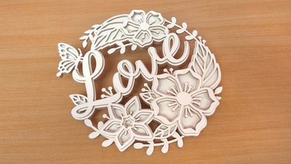 C130-Love With Floral Ornaments Layered Scroll Saw Pattern - Alex Fox Patterns