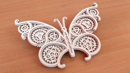 C131-Mechanical Butterfly Layered Scroll Saw Pattern - Alex Fox Patterns