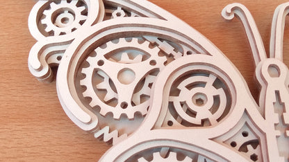 C131-Mechanical Butterfly Layered Scroll Saw Pattern - Alex Fox Patterns