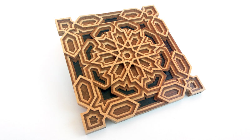 C132-Geometric Ornament Layered Scroll Saw Pattern - Alex Fox Patterns