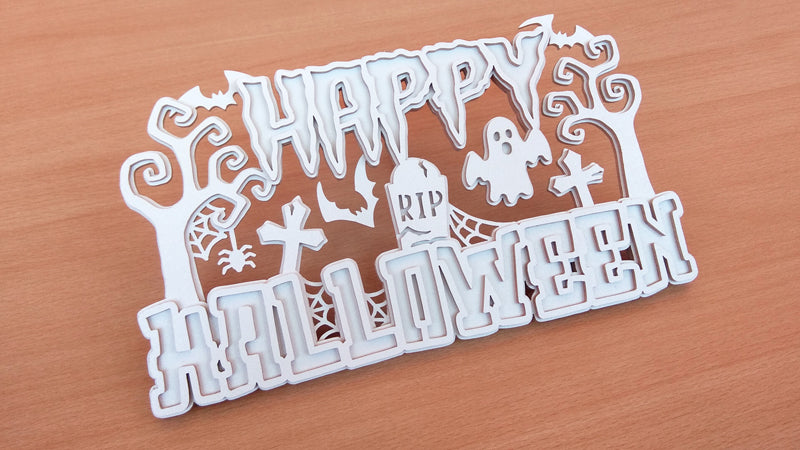 C133-Happy Halloween Layered Scroll Saw Pattern - Alex Fox Patterns