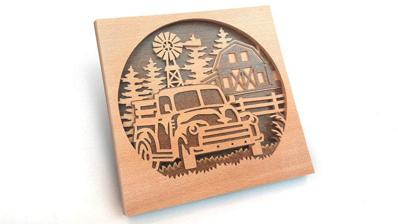 C134-Old Farm Pickup Layered Scroll Saw Pattern - Alex Fox Patterns