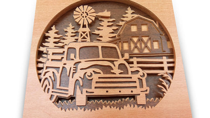 C134-Pickup Countryside Layered Scroll Saw Pattern - Alex Fox Patterns