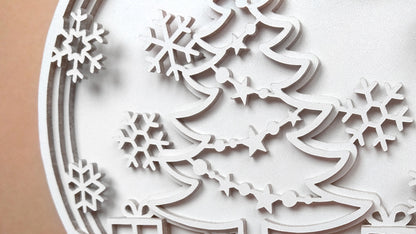 C135-Christmas Snowball Layered Scroll Saw Pattern - Alex Fox Patterns