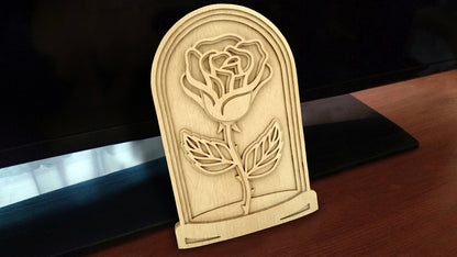 C136-Rose In Glass Dome Layered Scroll Saw Pattern - Alex Fox Patterns