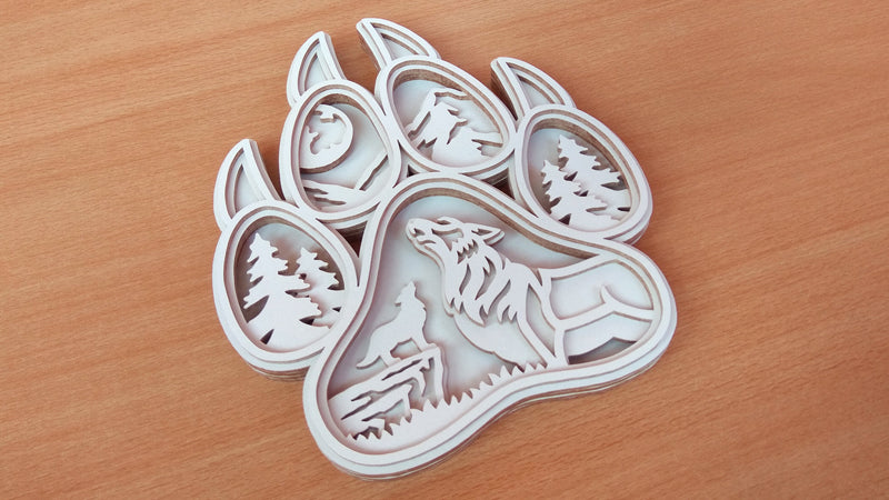 C138-Wolf Layered Scroll Saw Pattern - Alex Fox Patterns
