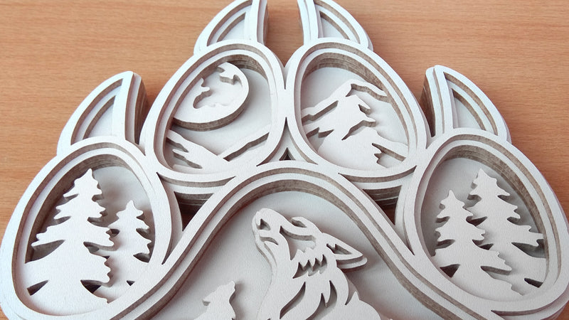 C138-Wolf Layered Scroll Saw Pattern - Alex Fox Patterns
