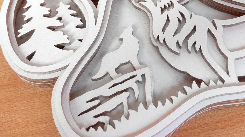 C138-Wolf Layered Scroll Saw Pattern - Alex Fox Patterns