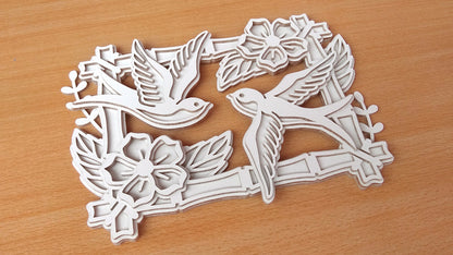 C140-Swallows Layered Scroll Saw Pattern - Alex Fox Patterns