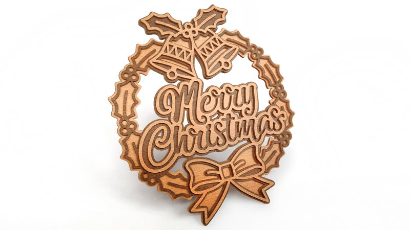 C141-Christmas Wreath Layered Scroll Saw Pattern - Alex Fox Patterns