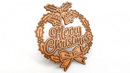 C141-Christmas Wreath Layered Scroll Saw Pattern - Alex Fox Patterns