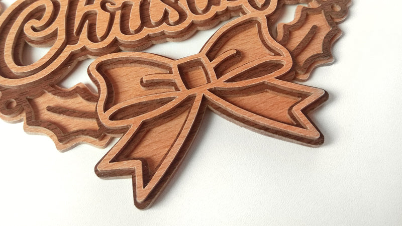 C141-Christmas Wreath Layered Scroll Saw Pattern - Alex Fox Patterns