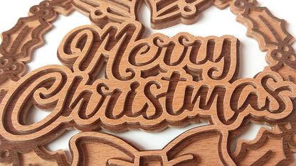 C141-Christmas Wreath Layered Scroll Saw Pattern - Alex Fox Patterns