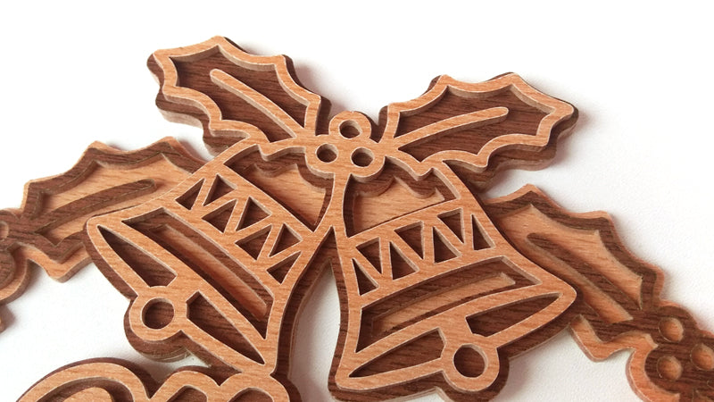 C141-Christmas Wreath Layered Scroll Saw Pattern - Alex Fox Patterns