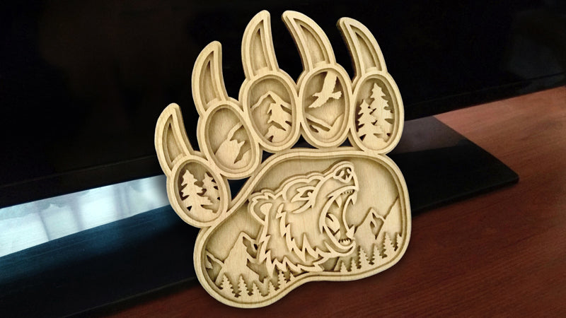 C142-Bear Paw Layered Scroll Saw Pattern - Alex Fox Patterns