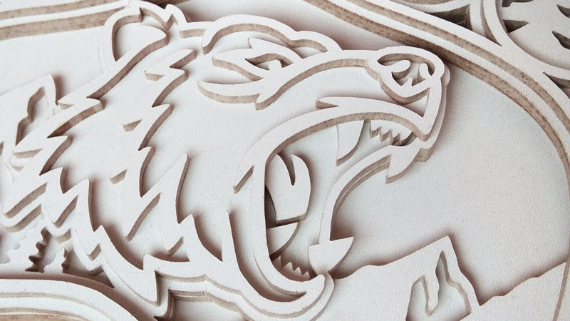 C142-Bear Layered Shadowbox Scroll Saw Pattern - Alex Fox Patterns