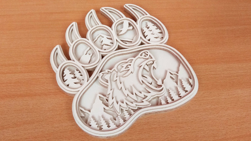 C142-Bear Paw Layered Scroll Saw Pattern - Alex Fox Patterns