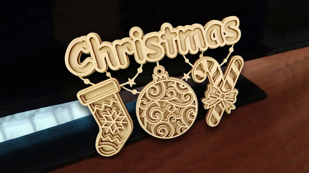 C143-Christmas Joy Layered Scroll Saw Pattern - Alex Fox Patterns