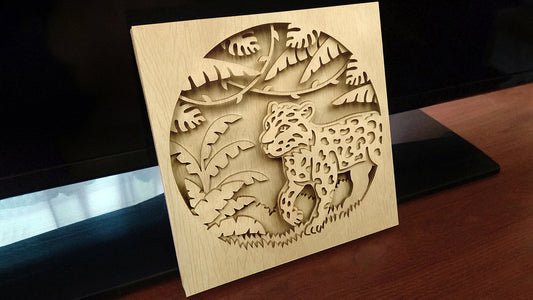 C144-Jaguar Shadowbox Layered Scroll Saw Pattern - Alex Fox Patterns