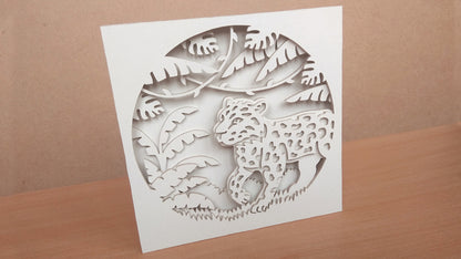 C144-Jaguar Shadowbox Layered Scroll Saw Pattern - Alex Fox Patterns