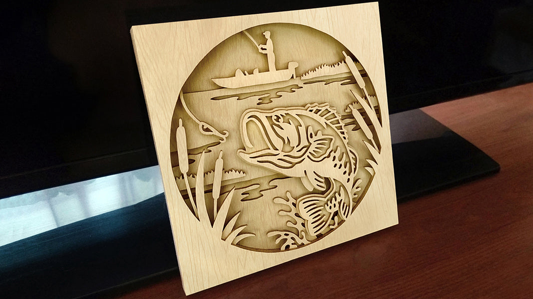 C148-Bass Fishing Layered Scroll Saw Pattern - Alex Fox Patterns