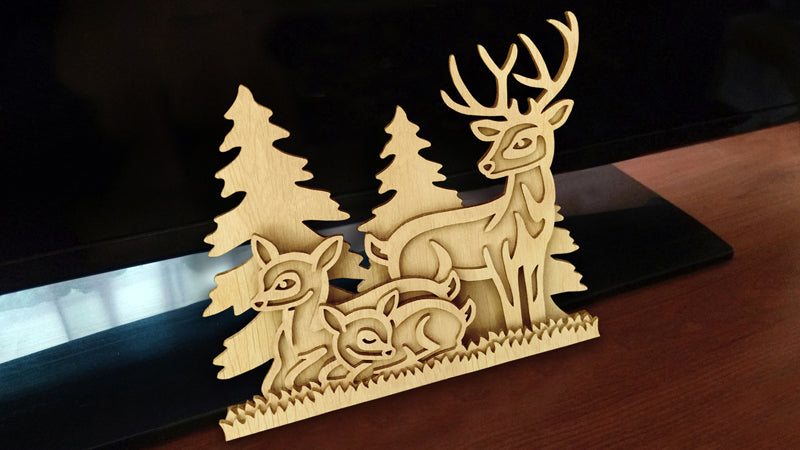 C152-Deers Layered Scroll Saw Pattern - Alex Fox Patterns