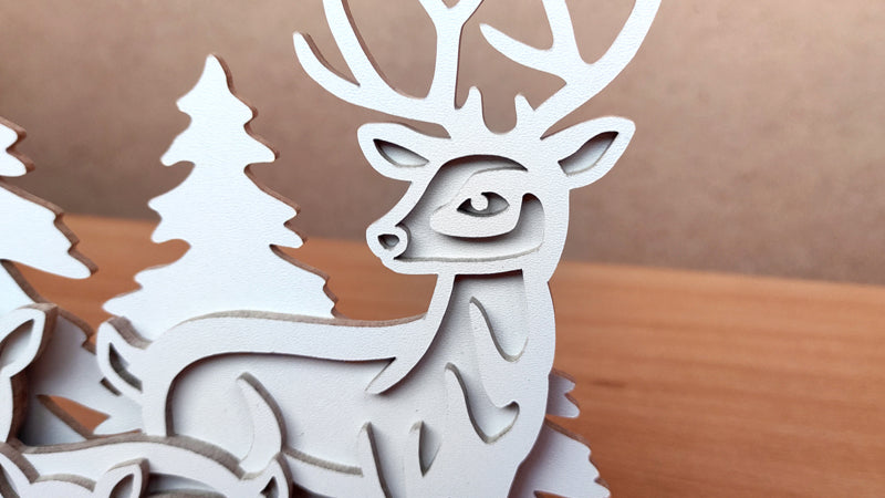 C152-Deers Layered Scroll Saw Pattern - Alex Fox Patterns