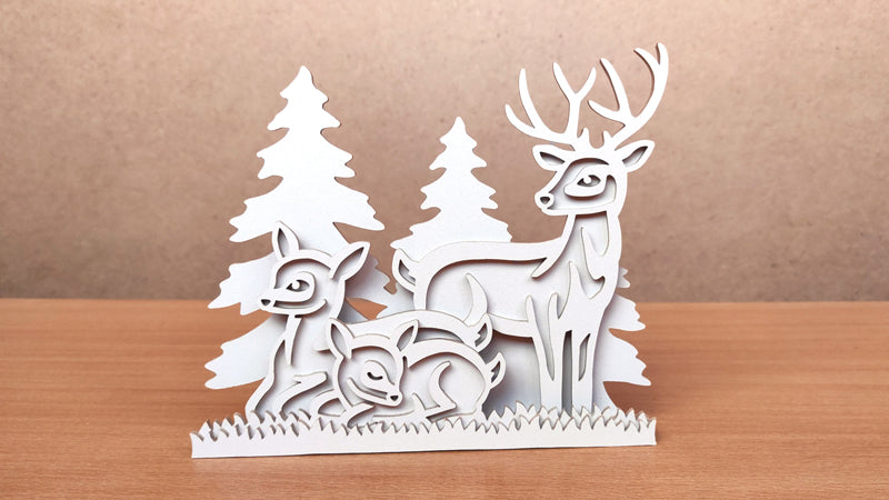 C152-Deers Family Layered Scroll Saw Pattern - Alex Fox Patterns
