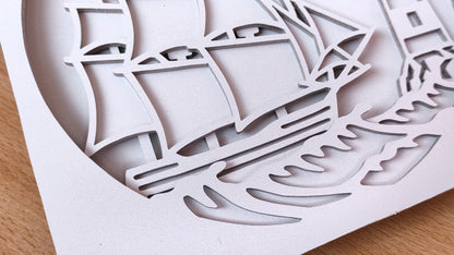 C153-Ship Layered Scroll Saw Pattern - Alex Fox Patterns