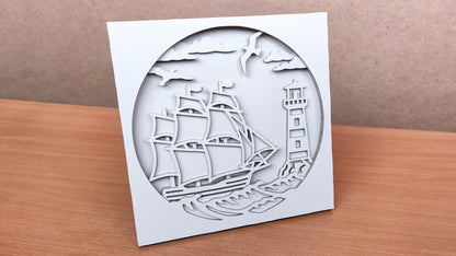 C153-Ship Layered Scroll Saw Pattern - Alex Fox Patterns