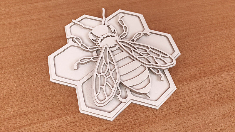 C160-Bee On Honeycomb Layered Scroll Saw Pattern - Alex Fox Patterns