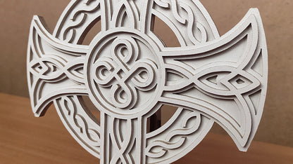 C161-Celtic Cross Layered Scroll Saw Pattern - Alex Fox Patterns