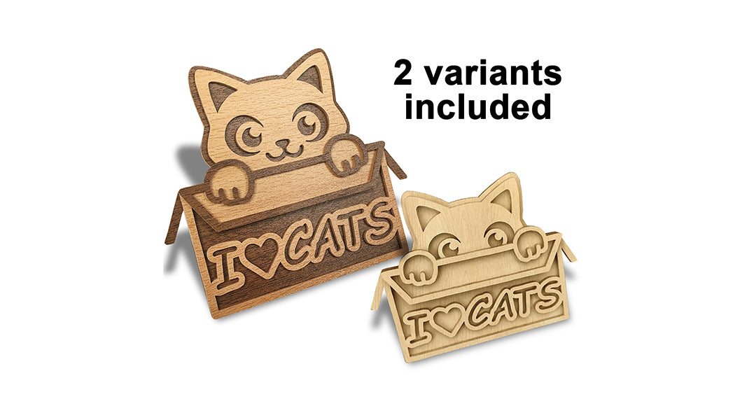 C162-Cat In a Box Scroll Saw Pattern - Alex Fox Patterns