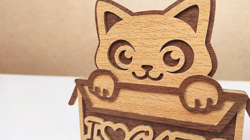 C162-Cat Layered Scroll Saw Pattern - Alex Fox Patterns