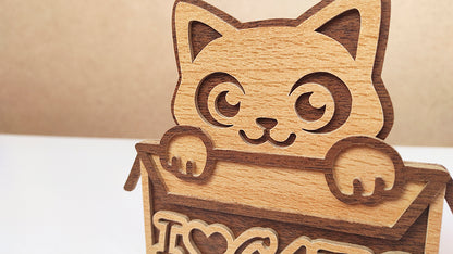 C162-Cat Layered Scroll Saw Pattern - Alex Fox Patterns