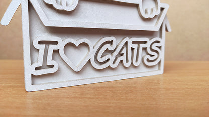 C162-Cat Layered Scroll Saw Pattern - Alex Fox Patterns