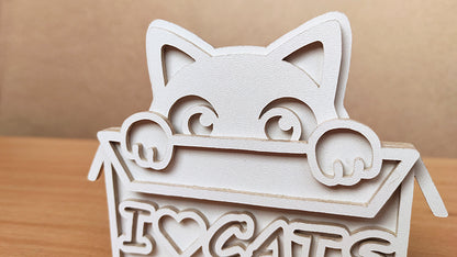 C162-Cat Layered Scroll Saw Pattern - Alex Fox Patterns