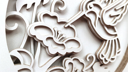 C163-Hummingbird Layered Scroll Saw Pattern - Alex Fox Patterns