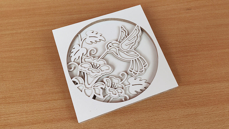 C163-Hummingbird Shadowbox Scroll Saw Pattern - Alex Fox Patterns
