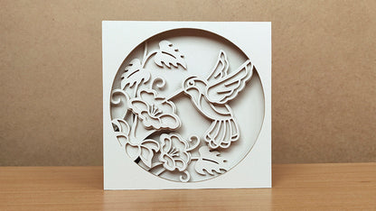 C163-Hummingbird Shadowbox Scroll Saw Pattern - Alex Fox Patterns