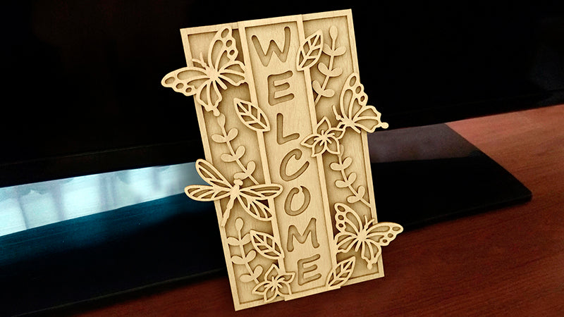 C168-Welcome Layered Scroll Saw Pattern - Alex Fox Patterns
