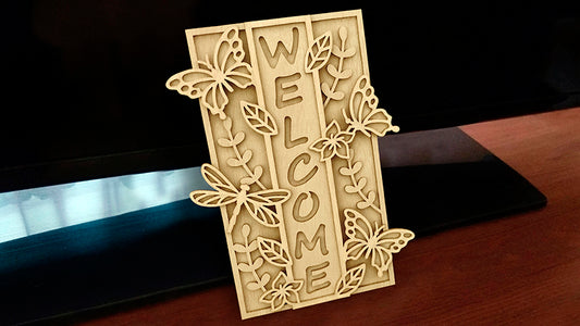 C168-Welcome Layered Scroll Saw Pattern - Alex Fox Patterns