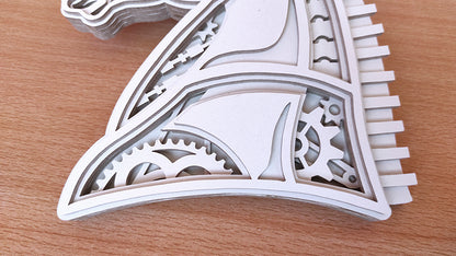 C175-Mechanical Horse Layered Scroll Saw Pattern - Alex Fox Patterns