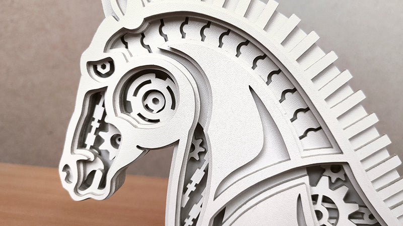 C175-Mechanical Horse Layered Scroll Saw Pattern - Alex Fox Patterns