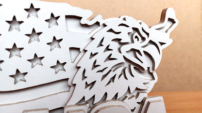 C177-Eagle-Flag Layered Scroll Saw Pattern - Alex Fox Patterns