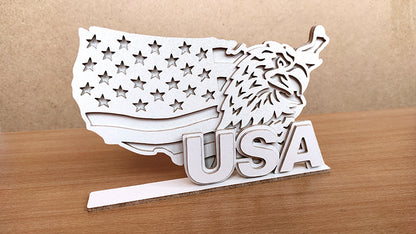 C177-Eagle USA Flag Scroll Saw Pattern - Alex Fox Patterns