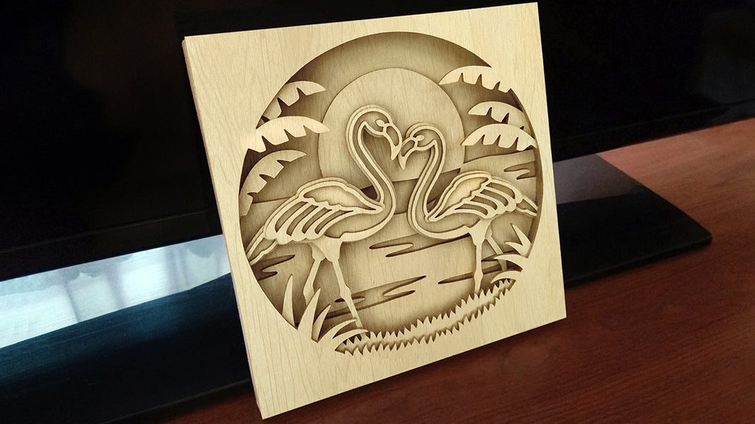 C182-Flamingo Layered Scroll Saw Pattern - Alex Fox Patterns