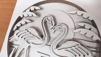 C182-Flamingo Layered Scroll Saw Pattern - Alex Fox Patterns