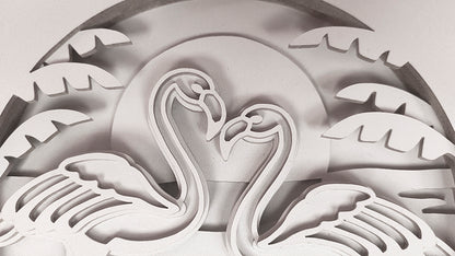 C182-Flamingo Layered Scroll Saw Pattern - Alex Fox Patterns